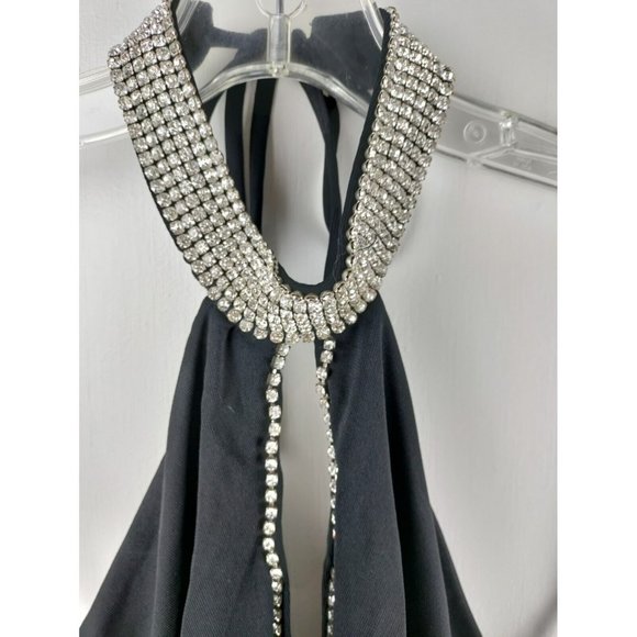 Nicole Bakti Sexy Fitted Stretch Rhinestone Evening Pantsuit SMALL Wide Leg NICE - Picture 3 of 10